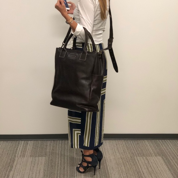 New John Varvatos Brown Leather Tote Bag - Picture 5 of 6